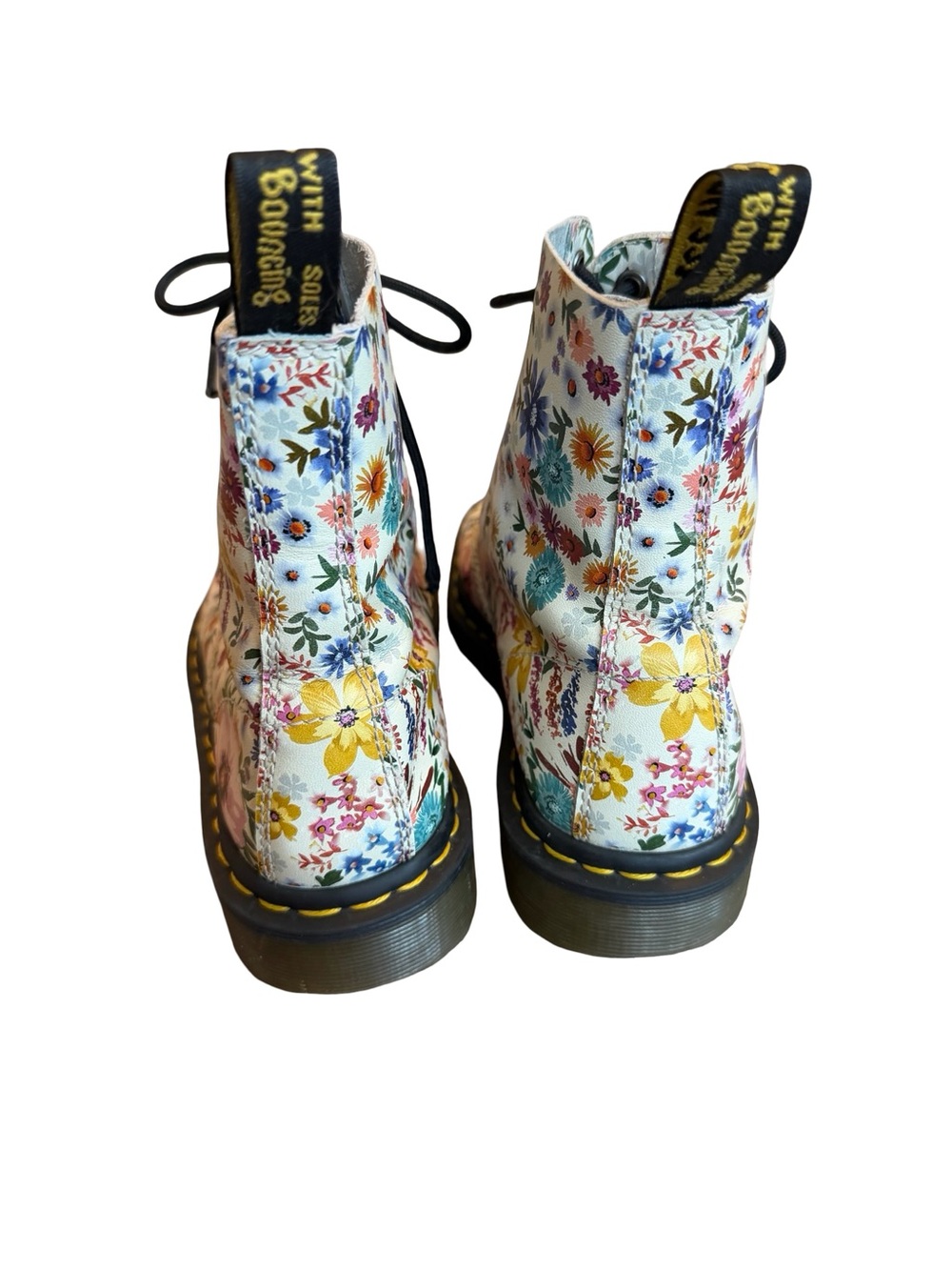 Dr. Martens Pascal Wanderlust Lace-Up Boots Bone Colorful Floral Size 9 Women's - Picture 4 of 11